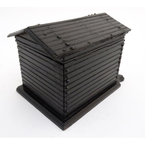 790 - A Victorian Black Forest cigar box formed as a dog within a kennel 9 5/8'' long x 6 1/2'' high x 6 1... 