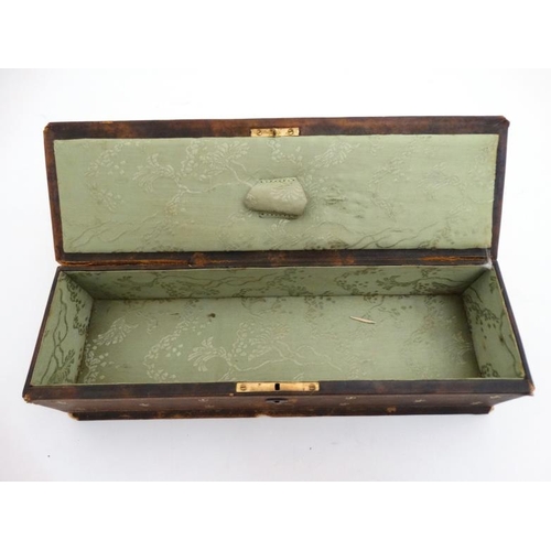 806 - A La Toilette Pont Des Marechaux : A French gold tooled leather glove box opening to reveal silk int... 