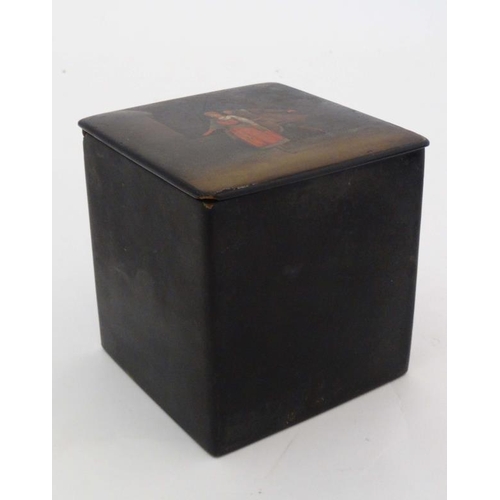 812 - Pre - Revolution Russia :   3 Imperial Russian painted papier-mâché  and lacquered boxes, one with a... 