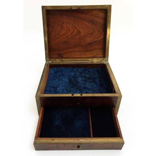 813 - A Georgian mahogany brass bound box with locking drawer under 11'' wide