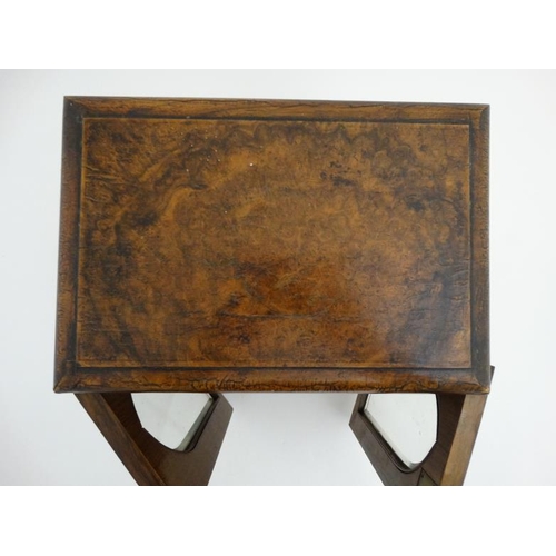 814 - A Victorian burr walnut lancet shaped glazed front table cabinet with 3 graduated drawers 12'' wide ... 