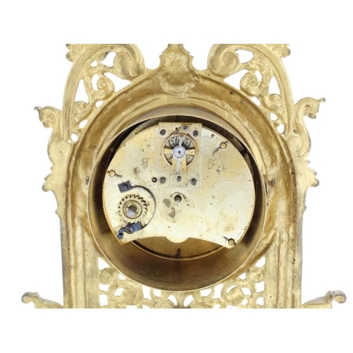 83 - Strutt / Easel Clock  : a key wind, cylinder time piece movement with platform escapement  within a ... 