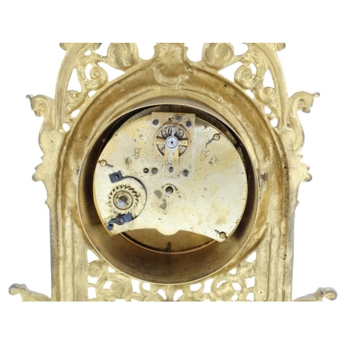 83 - Strutt / Easel Clock  : a key wind, cylinder time piece movement with platform escapement  within a ... 