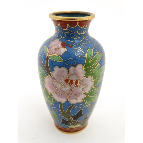 867 - Assorted Cloisonné items:  A small gilt baluster shaped vase, a cylindrical lidded container  and a ... 