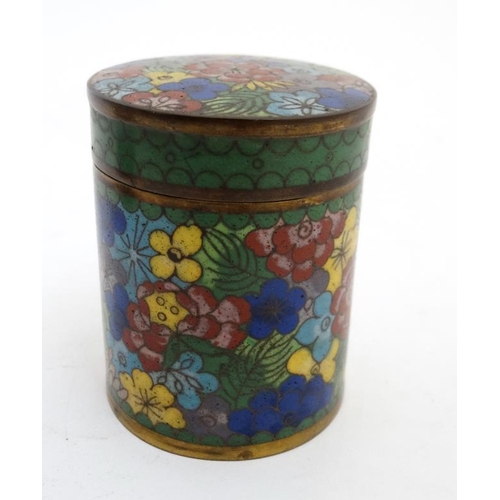 867 - Assorted Cloisonné items:  A small gilt baluster shaped vase, a cylindrical lidded container  and a ... 