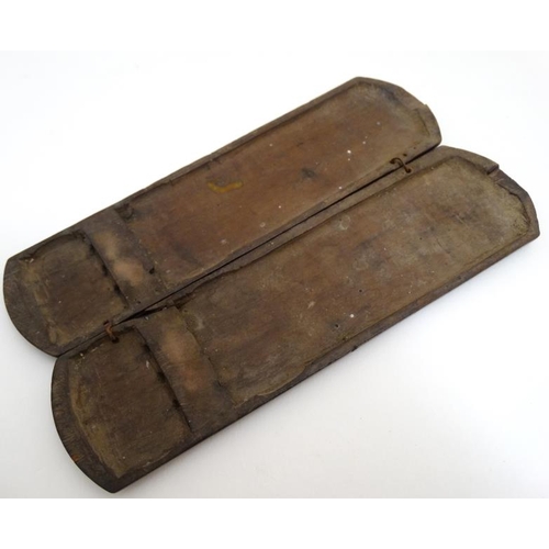 883 - A 19thC Anglo Chinese carved hardwood brush holder with blind fret carving to the exterior approx 7 ... 