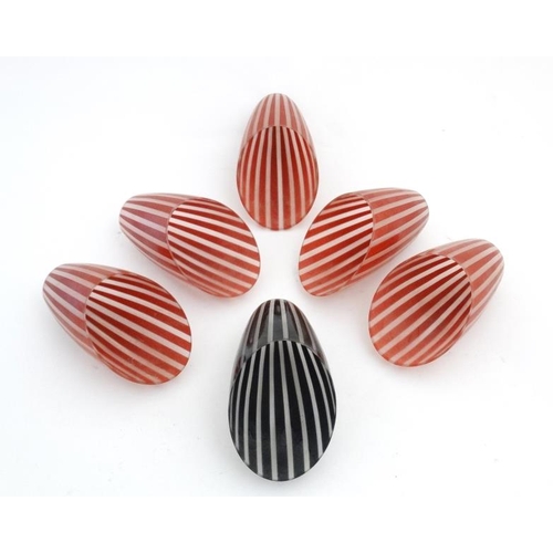 88A - Vintage Retro :  a collection of 6 1950's wall light angled shades with red stripe ( one is a black ... 