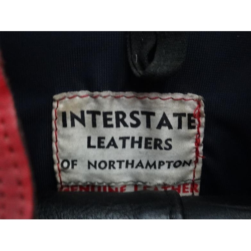 89 - Vintage Retro : A set of motor bike leathers made by Interstate of Northampton, to include a red lea... 