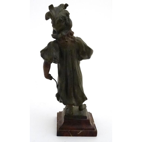 906 - Anton Nelson (1880-1910), Cold painted Spelter sculpture , 'Jeux d' Enfants ' depicting a young girl... 