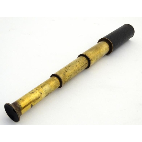 911 - A c.1900 'British' brass personal 3-draw telescope extending to 14 1/4''