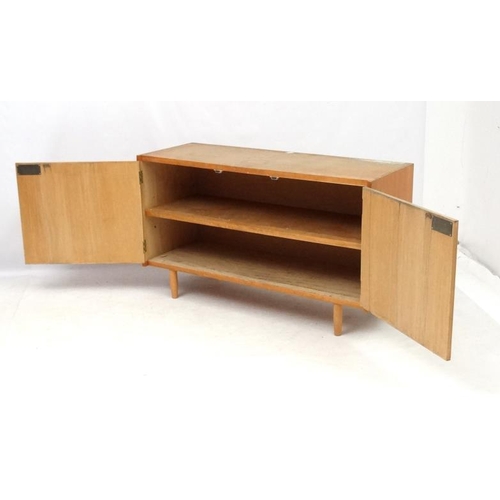 92 - Vintage Retro :   A British university 2 door cabinet on turned shaped legs, opening to reveal two l... 