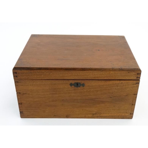 922 - A Victorian walnut box 13 1/4'' wide x 9 1/2'' deep x 7'' high