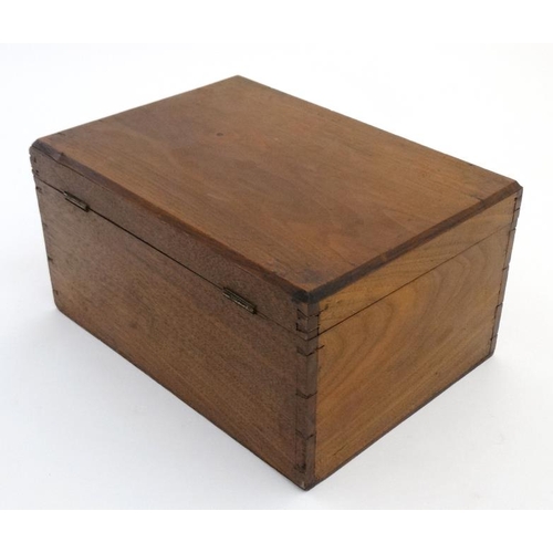 922 - A Victorian walnut box 13 1/4'' wide x 9 1/2'' deep x 7'' high