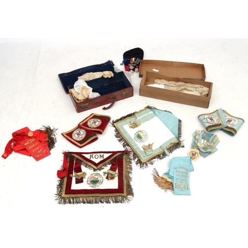 932 - Freemasonary  - Masonic Regalia : 2 x boxes of assorted Masonic / Royal Antediluvian Order of Buffal... 