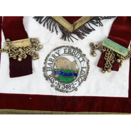 932 - Freemasonary  - Masonic Regalia : 2 x boxes of assorted Masonic / Royal Antediluvian Order of Buffal... 