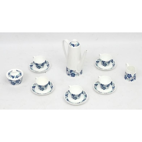 94 - Vintage Retro: A 1960s/70s Royal Tuscan '' Samoa '' pattern part coffee set , decorated with blue , ... 