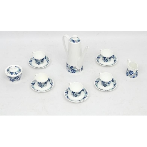 94 - Vintage Retro: A 1960s/70s Royal Tuscan '' Samoa '' pattern part coffee set , decorated with blue , ... 