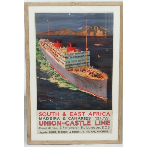 943 - Travel Poster : An original 1920's travel poster, Union - Castle Line South & East Africa, After   O... 