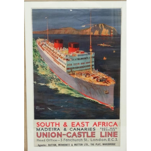 943 - Travel Poster : An original 1920's travel poster, Union - Castle Line South & East Africa, After   O... 