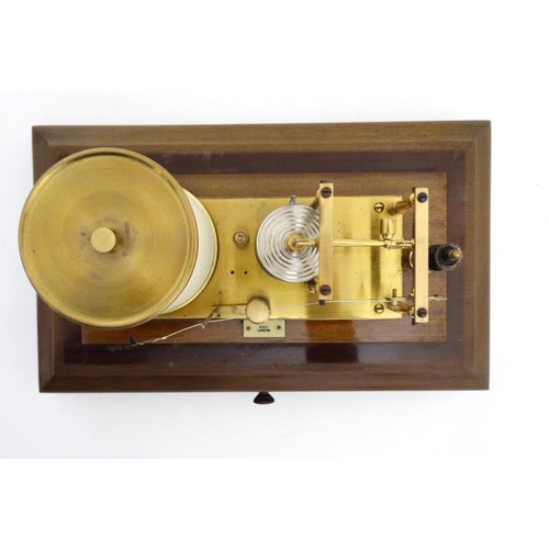 945 - Barograph - MDS London an early mid 20thC bevelled glass and stained mahogany case barograph 14 7/8'... 