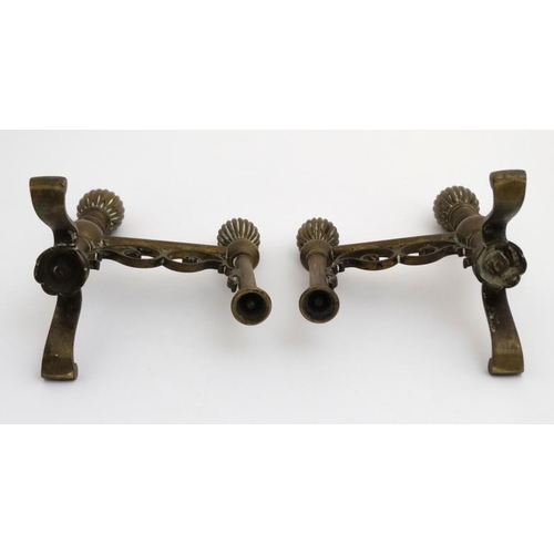 956 - A pair of 19thC andirons with gadrooned oval decoration 12'' high