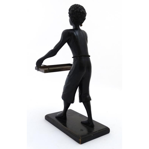 958 - Tobacco shop figure : An early 20thC model of a negro figure on base holding a tray selling cigars e... 