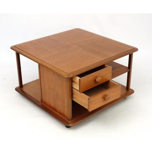 98 - Vintage Retro : A British Teak coffee table similar to Ercol's  Pandoras Box Occasional  table with ... 