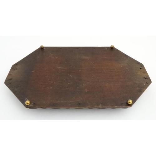 981A - A late 19thC carved mahogany tray with brass handles 24 1/2'' long x 14 1/4'' wide