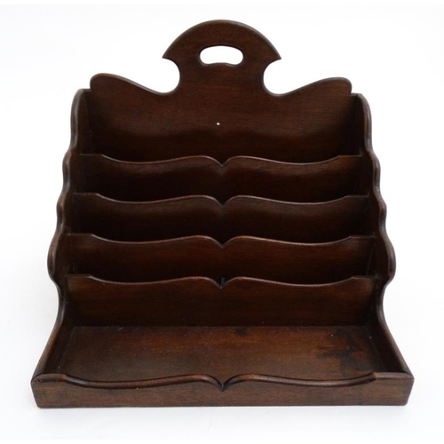 982 - A 19thC mahogany desk tidy / letter rack comprising four letter divisions etc.  11 1/4'' wide x 10''... 