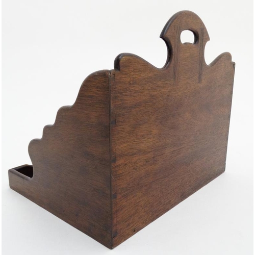 982 - A 19thC mahogany desk tidy / letter rack comprising four letter divisions etc.  11 1/4'' wide x 10''... 