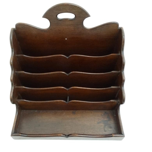 982 - A 19thC mahogany desk tidy / letter rack comprising four letter divisions etc.  11 1/4'' wide x 10''... 