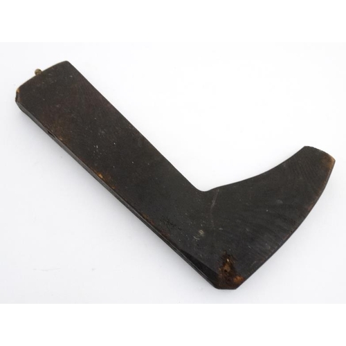 985 - A 19thC shop keepers  exterior sign, black painted elm model of a boot marked 'boots' 17 1/4'' high