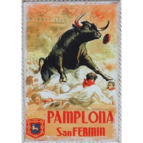 987 - Bullfighting ; An advertising poster titled Pamplona San Fermin . The whole 36'' x 28 1/4''