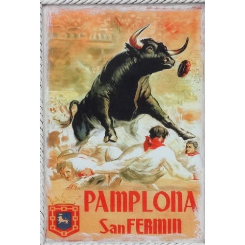 987 - Bullfighting ; An advertising poster titled Pamplona San Fermin . The whole 36'' x 28 1/4''