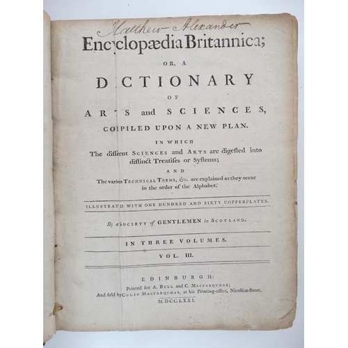 333 - Books: '' Encyclopedia Britannica; Or a Dictionary of Arts and Sciences compiled upon a new plan '' ... 