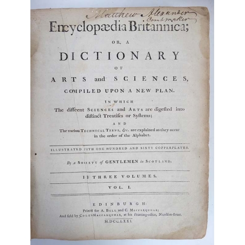 333 - Books: '' Encyclopedia Britannica; Or a Dictionary of Arts and Sciences compiled upon a new plan '' ... 