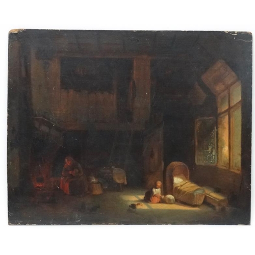 4 - J Van Lil 1859, Oil on panel, Dutch Interior Scene, Signed and dated lower right, 15 3/4 x 19 5/8''.