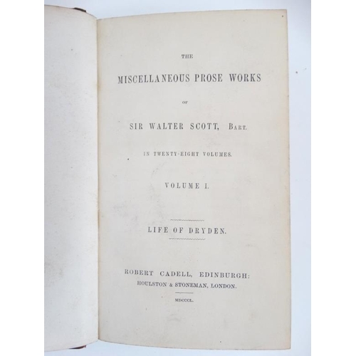 385 - Books : 23 volumes of '' The Prose Works of Sir Walter Scott '', published by Robert Cadell, Edinbur... 