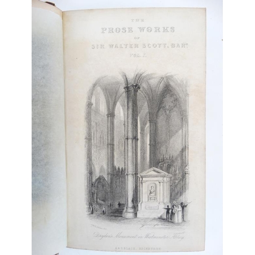 385 - Books : 23 volumes of '' The Prose Works of Sir Walter Scott '', published by Robert Cadell, Edinbur... 