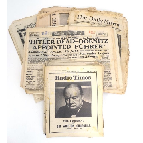 386 - Ephemera: A quantity of Old Newspapers dating between 1911 to 1953, to include '' Radio Times '' , '... 