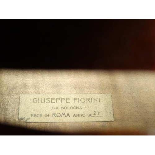 387 - Musical Instruments : Cello , bearing label within '' Giuseppe Fiorini Da Bologna fece in Roma 1923 ... 