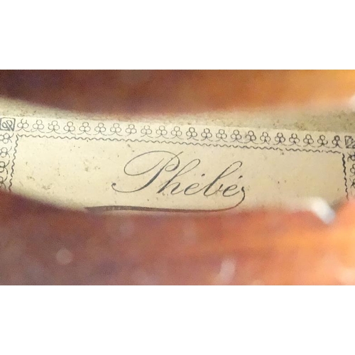 392 - Musical Instruments : An early 20thC 3/4 size student's Violin . Bears label within ' Phebe ' ( thou... 