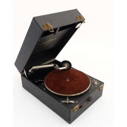 395 - An early 20thC Portable Gramophone , the top underside stamped ' Columbia Viva - Tonal Grafonola No ... 