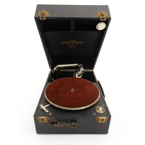 395 - An early 20thC Portable Gramophone , the top underside stamped ' Columbia Viva - Tonal Grafonola No ... 