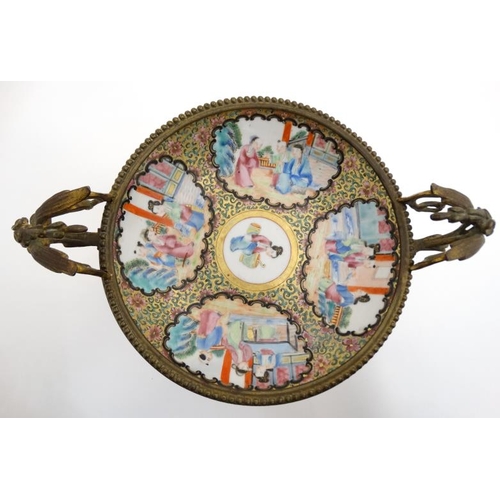 421 - A Chinese Republic style Cantonese bowl decorated in polychrome enamels with figures in exterior sce... 