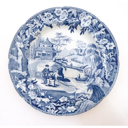 471 - A c1815 blue and white Davenport '' Mare and Foal '' pattern plate, bears impressed mark to base. 8 ... 