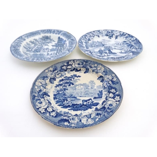 471 - A c1815 blue and white Davenport '' Mare and Foal '' pattern plate, bears impressed mark to base. 8 ... 