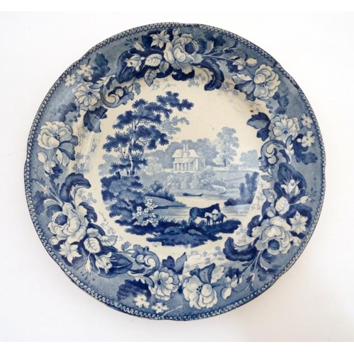 471 - A c1815 blue and white Davenport '' Mare and Foal '' pattern plate, bears impressed mark to base. 8 ... 