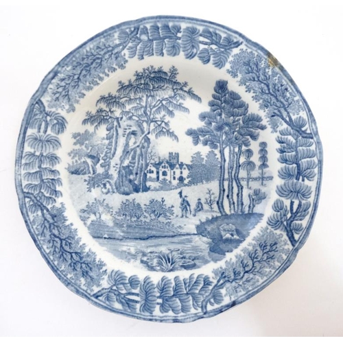 471 - A c1815 blue and white Davenport '' Mare and Foal '' pattern plate, bears impressed mark to base. 8 ... 