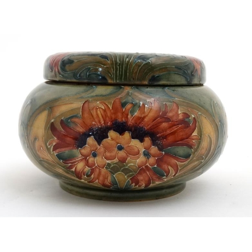 480 - An early 20thC Moorcroft for Macintyre & Co, Burslem screw top snuff / tobacco jar, decorated with c... 